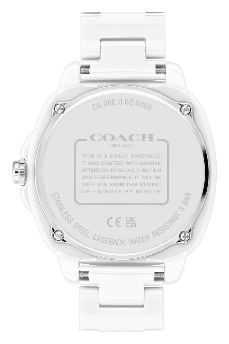 Kitt Ceramic Bracelet Watch, 38mm, Alternate, color, WHITE