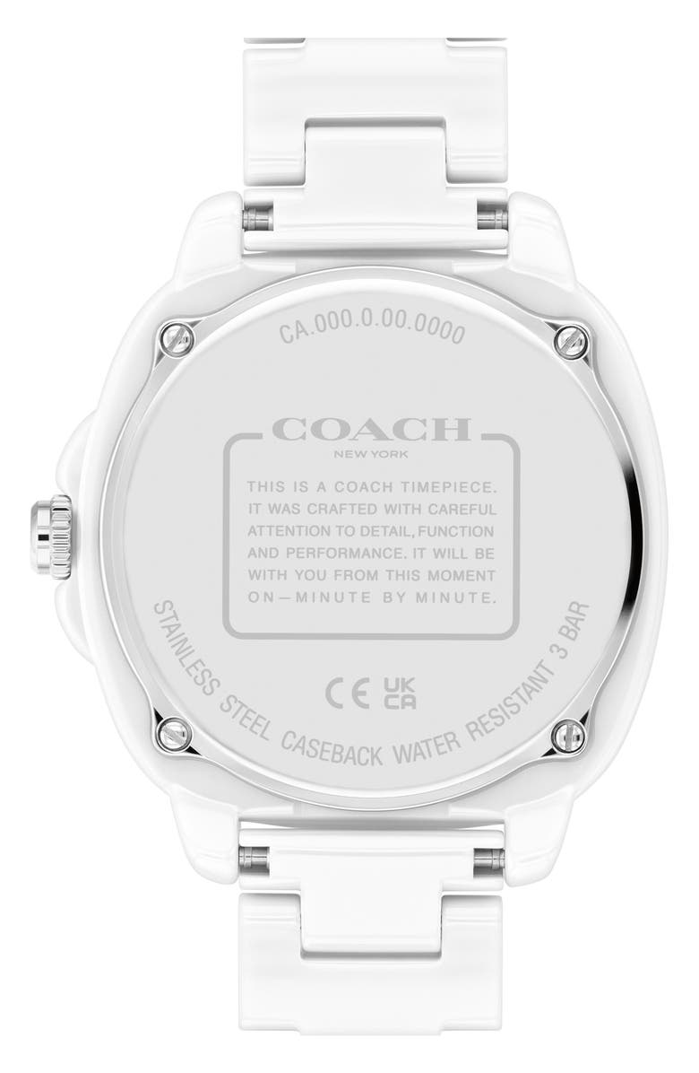 COACH Kitt Ceramic Bracelet Watch, 38mm, Alternate, color, White
