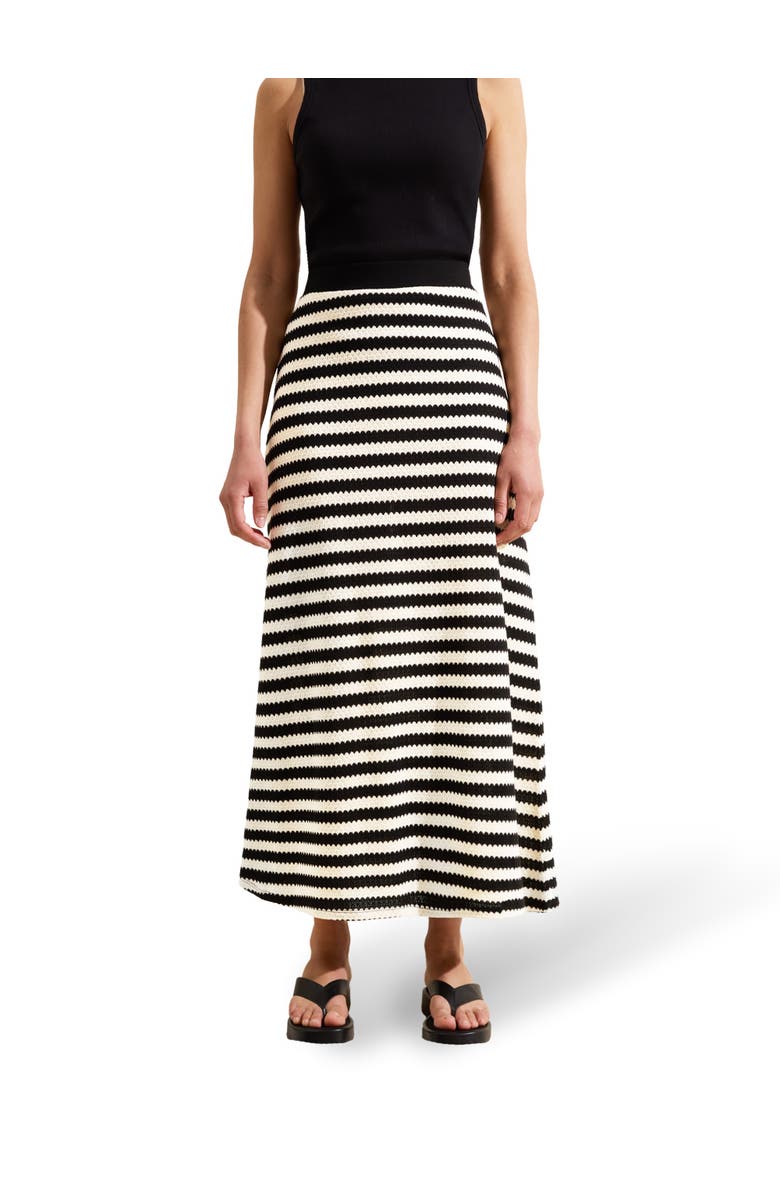 Ro&Zo Mono Stripe Knit Midi Skirt, Main, color, 