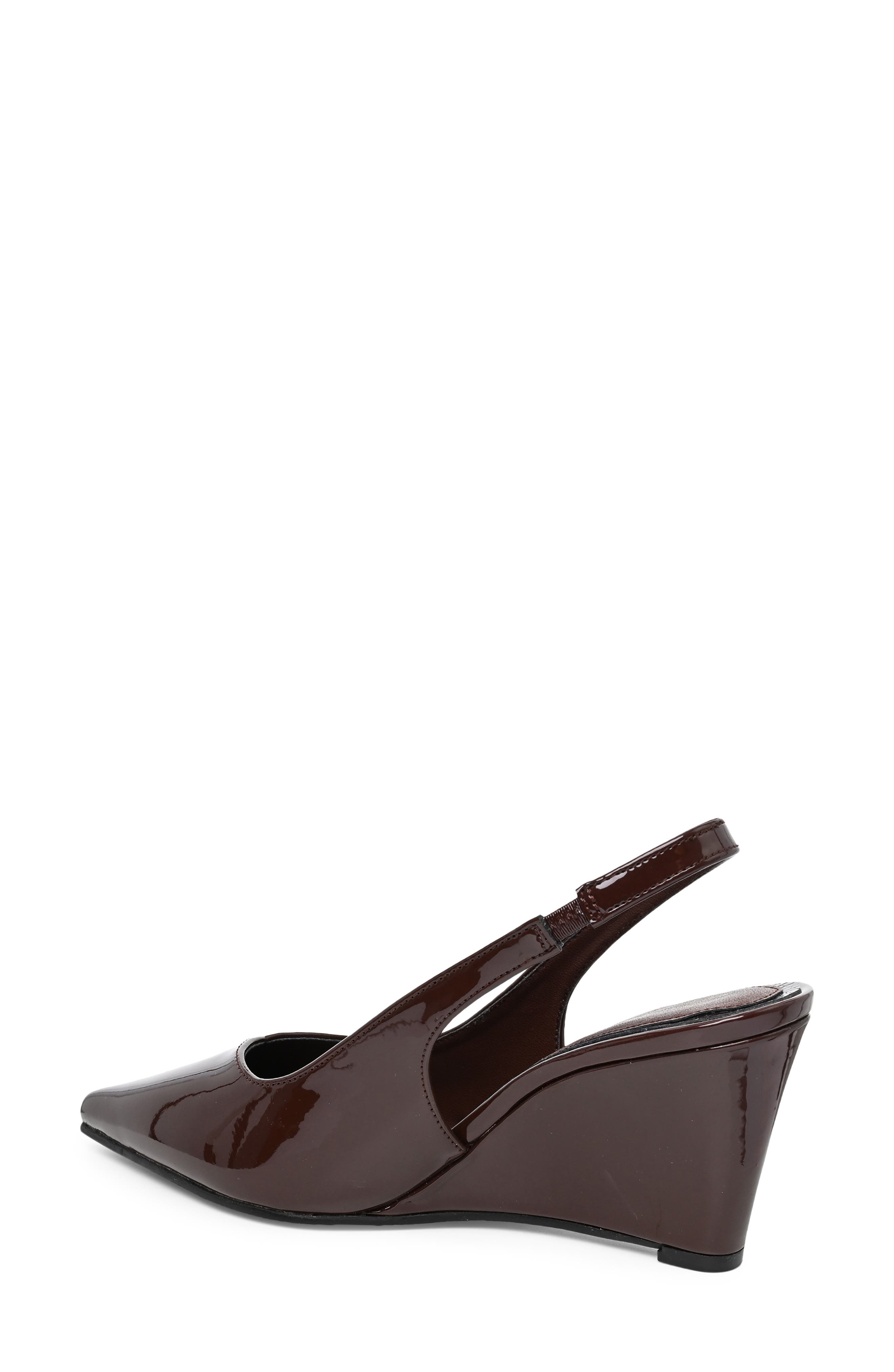 Pointed Toe Slingback Pump, Alternate, color, CHOCOLATE PATENT