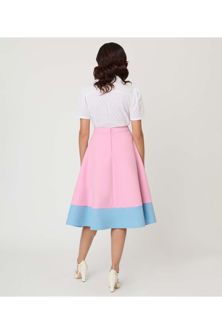 High Waist Soda Shop Swing Skirt, Alternate, color, Pink W/Blue Border