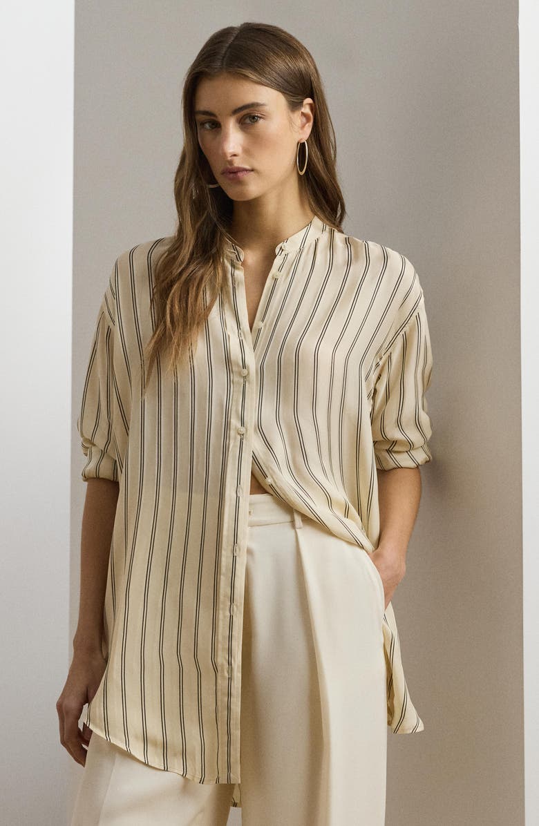 Lauren Ralph Lauren Stripe Jacquard Button-Up Tunic, Alternate, color,