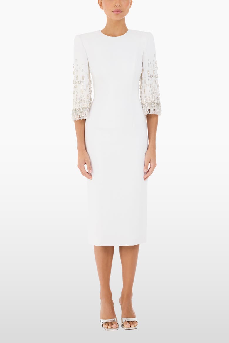 Ebba Crystal-Embellished Midi Dress, Main, color, Natural White