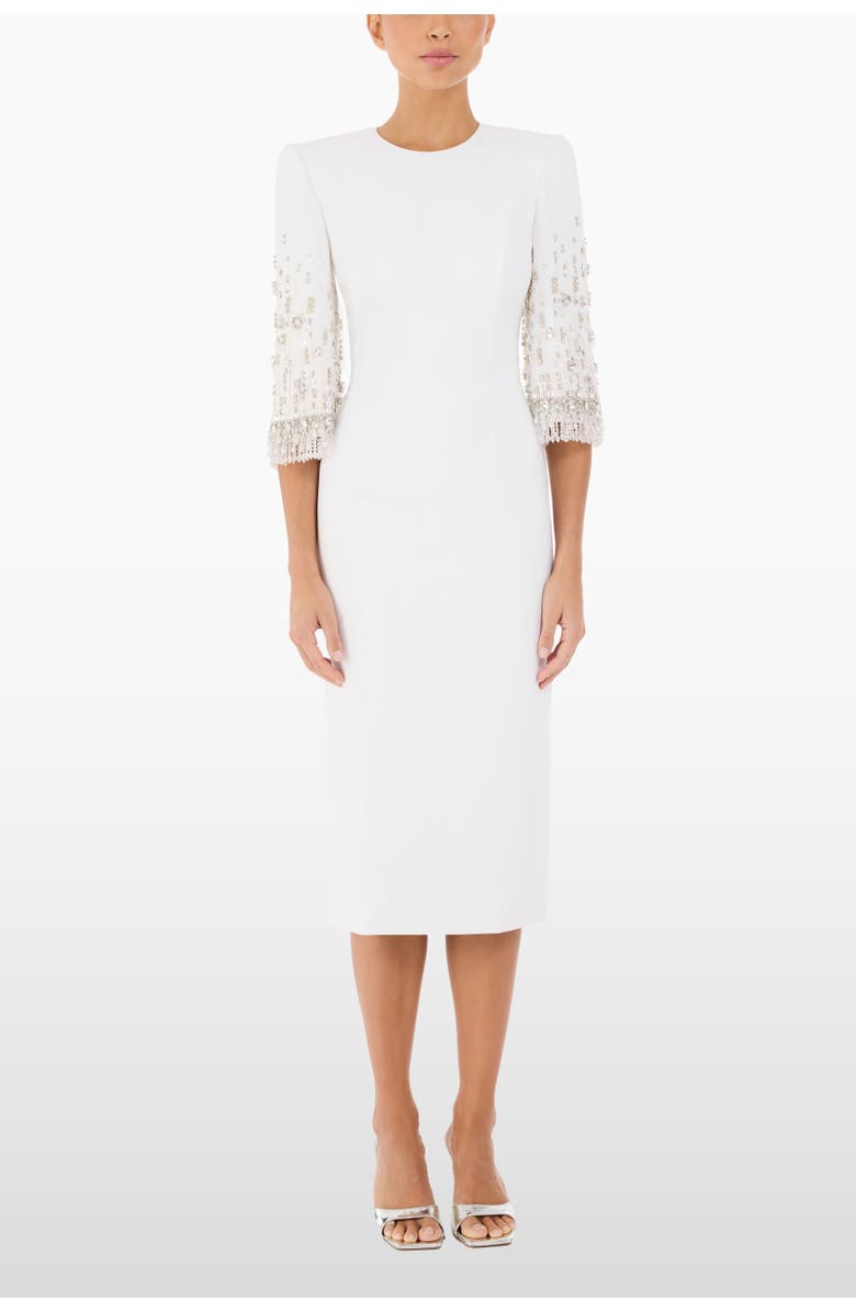 Jenny Packham Ebba Crystal-Embellished Midi Dress, Alternate, color, Natural White