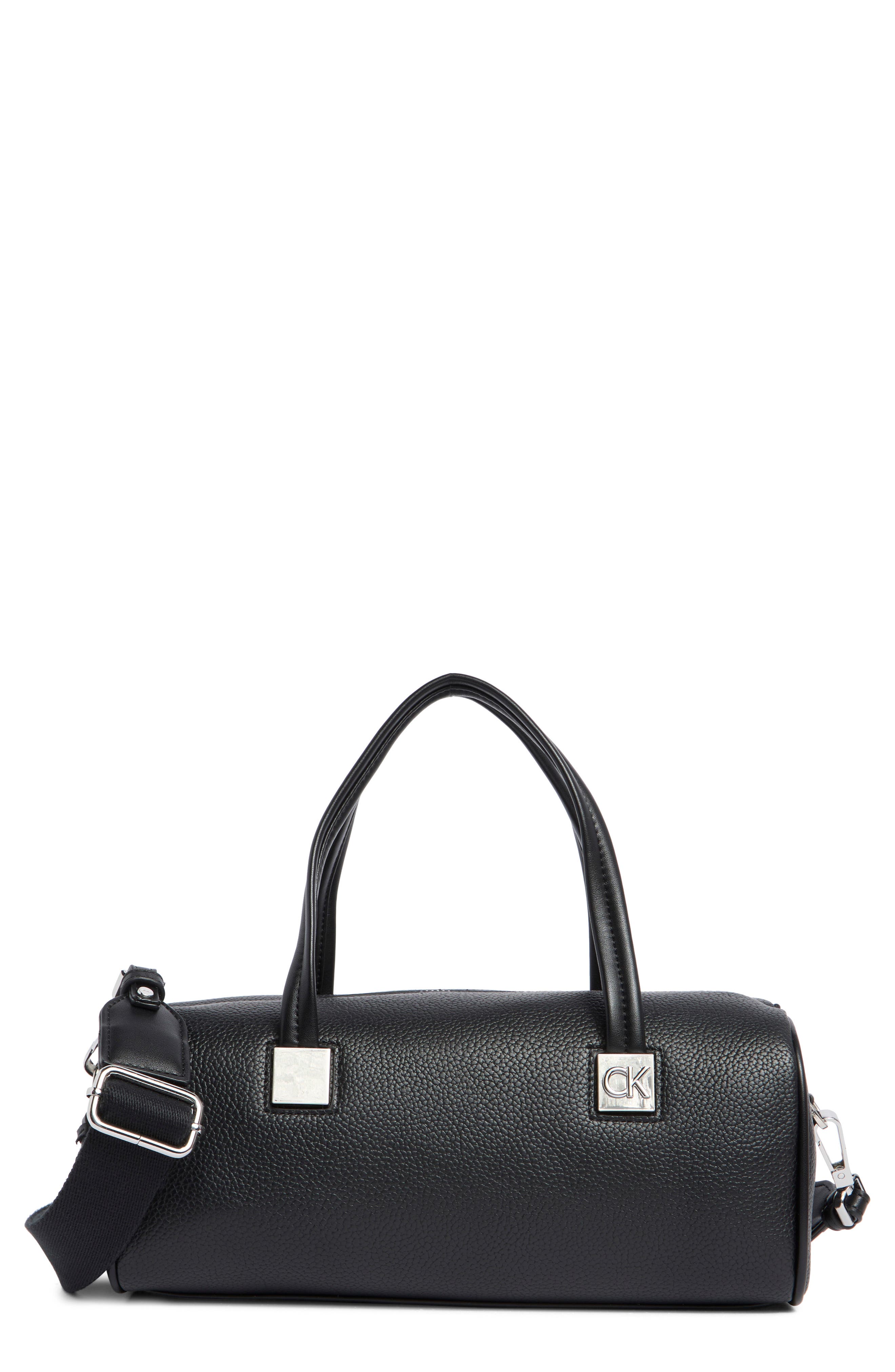 Calvin Klein Rue Satchel Bag, Main, color, Black/ Silver
