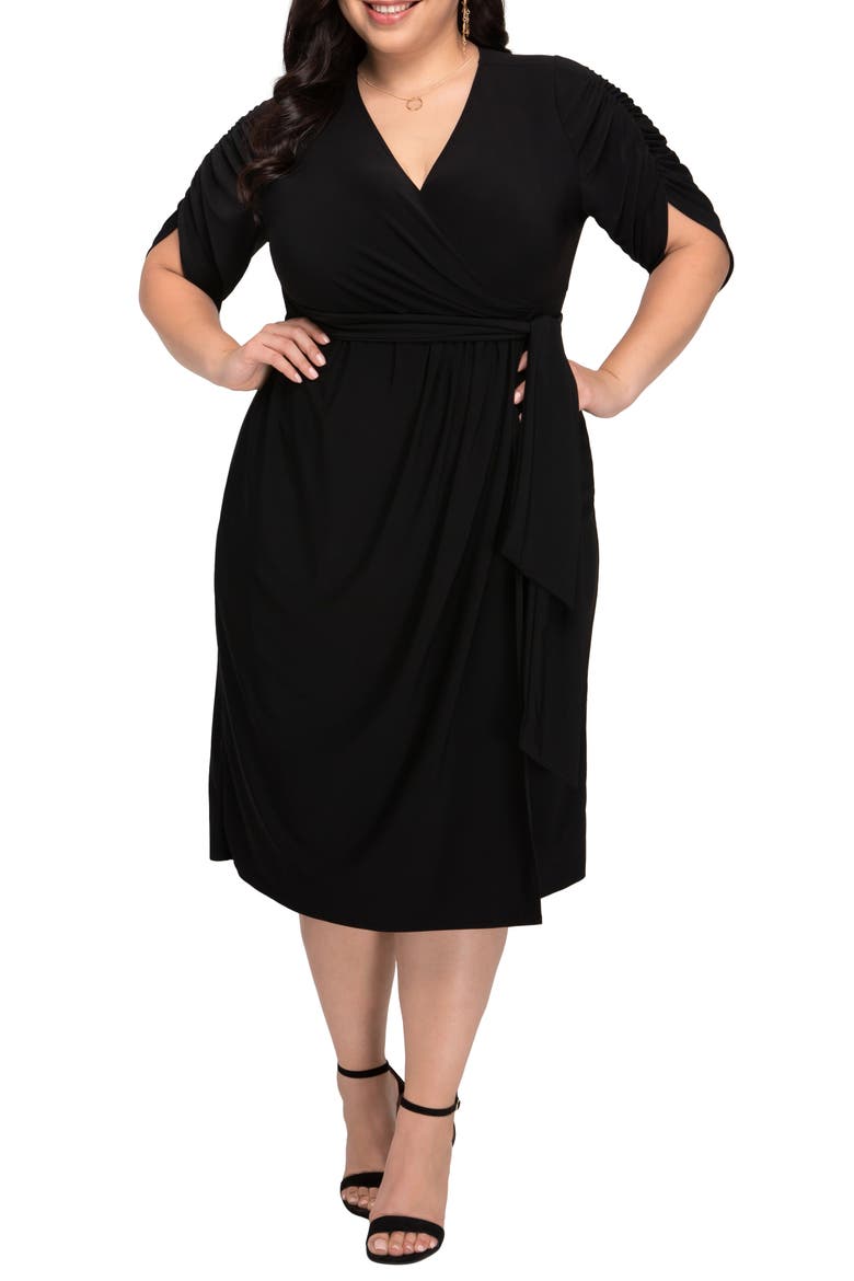Eden Faux Wrap Dress, Alternate, color, BLACK NOIR