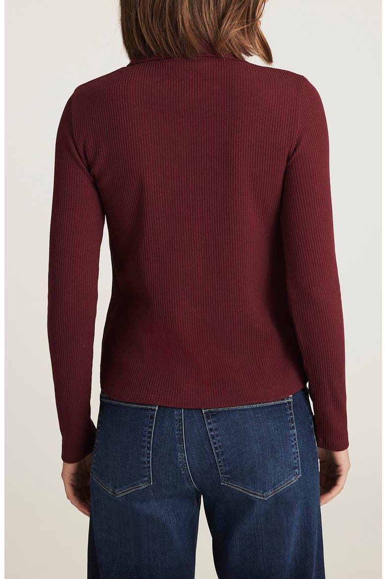 Long Sleeve Rib Polo Sweater, Alternate, color, ZINFANDEL