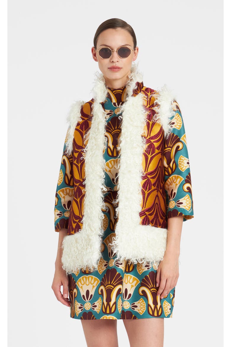 Sleeveless Folk Jacket, Main, color, Jacquard Papyrus Gold