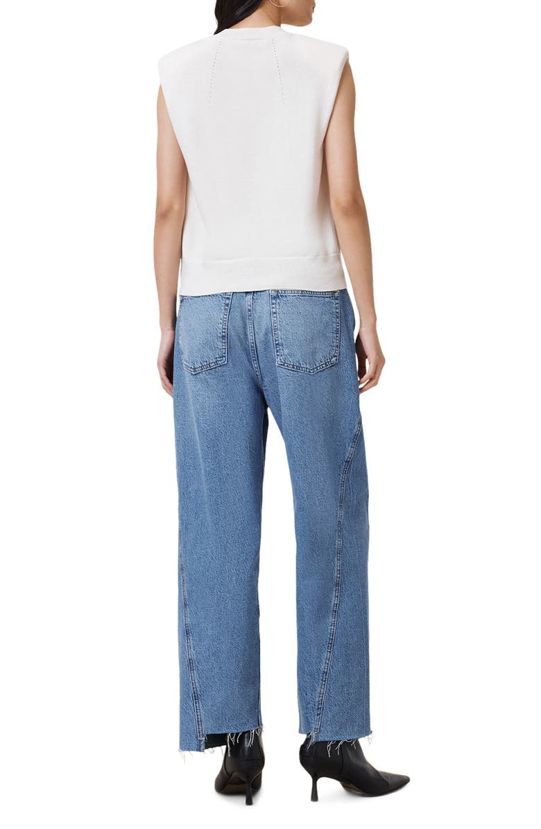 AllSaints Fox Asymmetric Raw Hem Wide Leg Jeans, Alternate, color,