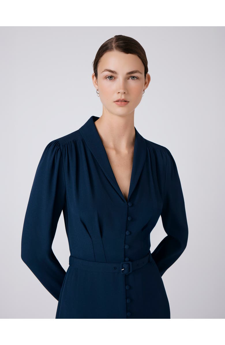 Ghost London Elena Crepe Button Through Midi Dress, Alternate, color, Navy