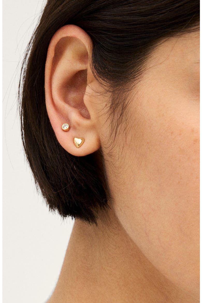 Heart Stud Earrings, Alternate, color, PALE GOLD