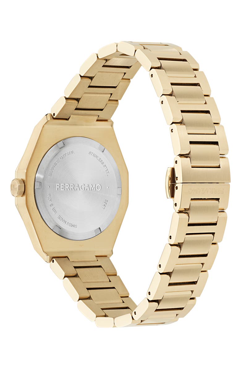 FERRAGAMO Edge Chronograph Bracelet Watch, 40mm, Alternate, color, Yellow Gold