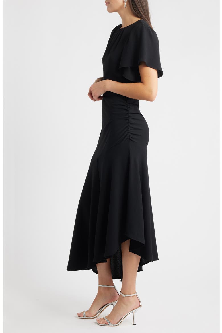 Asymmetric Crepe Maxi Dress, Alternate, color, BLACK
