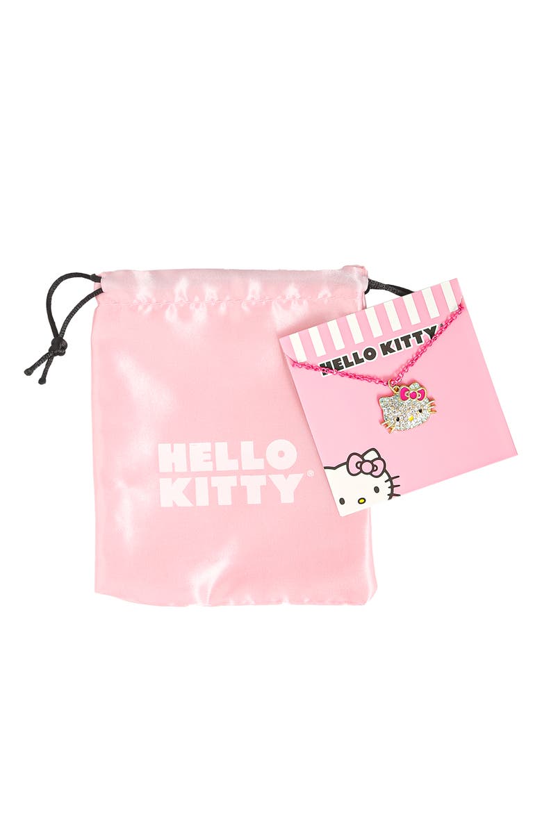 Hello Kitty Pave Pendant Necklace with Neon Red Chain, 16"+ 3", Alternate, color, Gold, Neon Pink