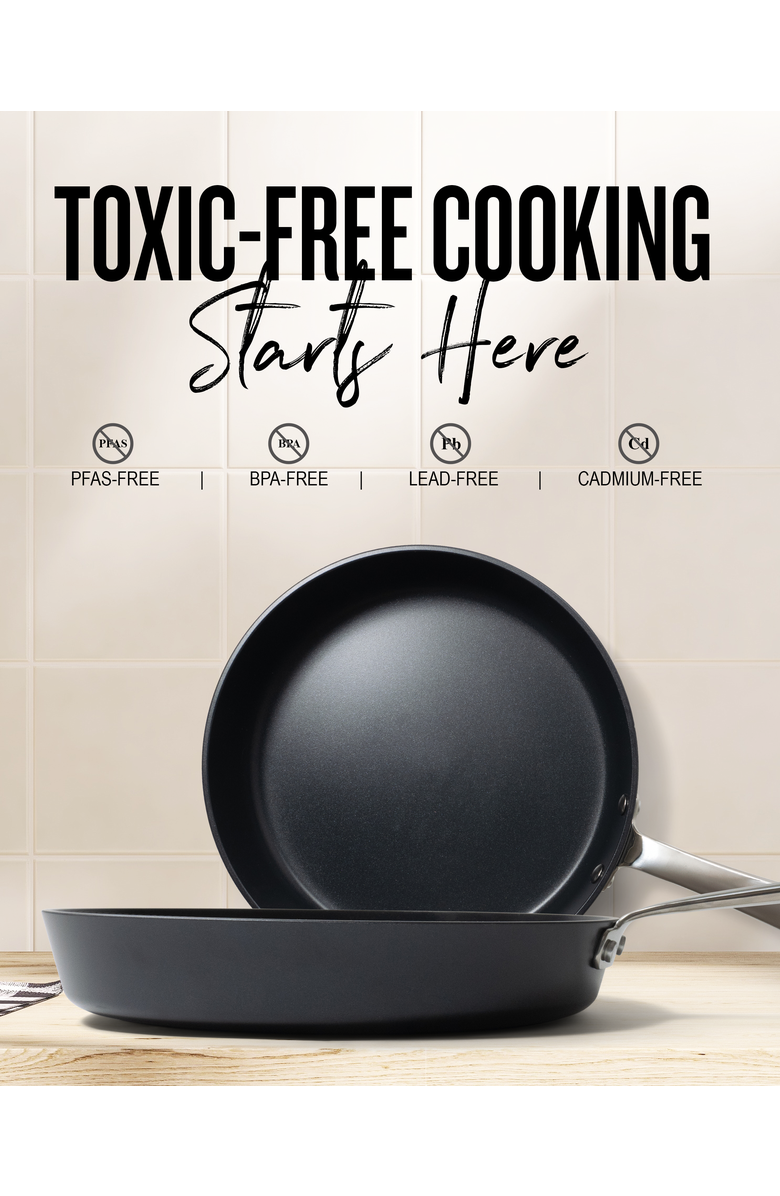 Alva Maestro 3‑Piece Nonstick Stainless Steel Frying Pan Set - 5‑Ply Steel, Alternate, color, Black