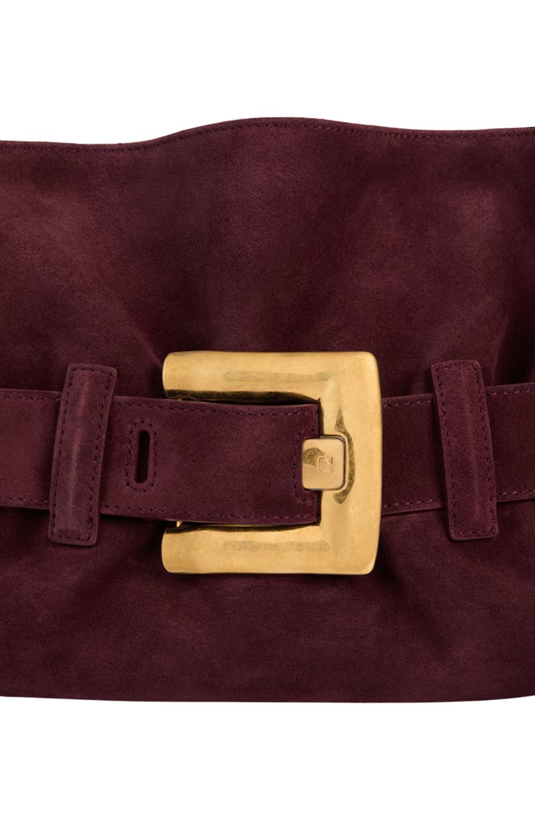 Balmain Medium Anthem suede leather bag, Alternate, color, Red
