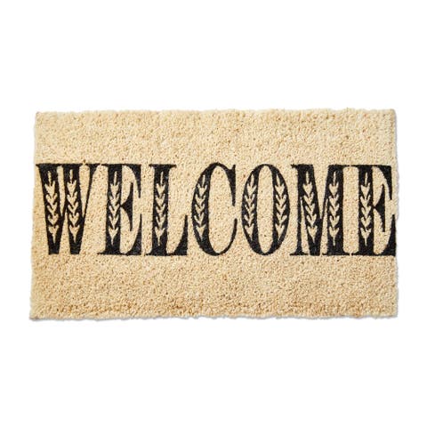 Welcome Coir Door Mat Natural Black Easy to Clean Doormat