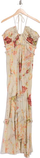 Halter Ruffle Maxi Dress