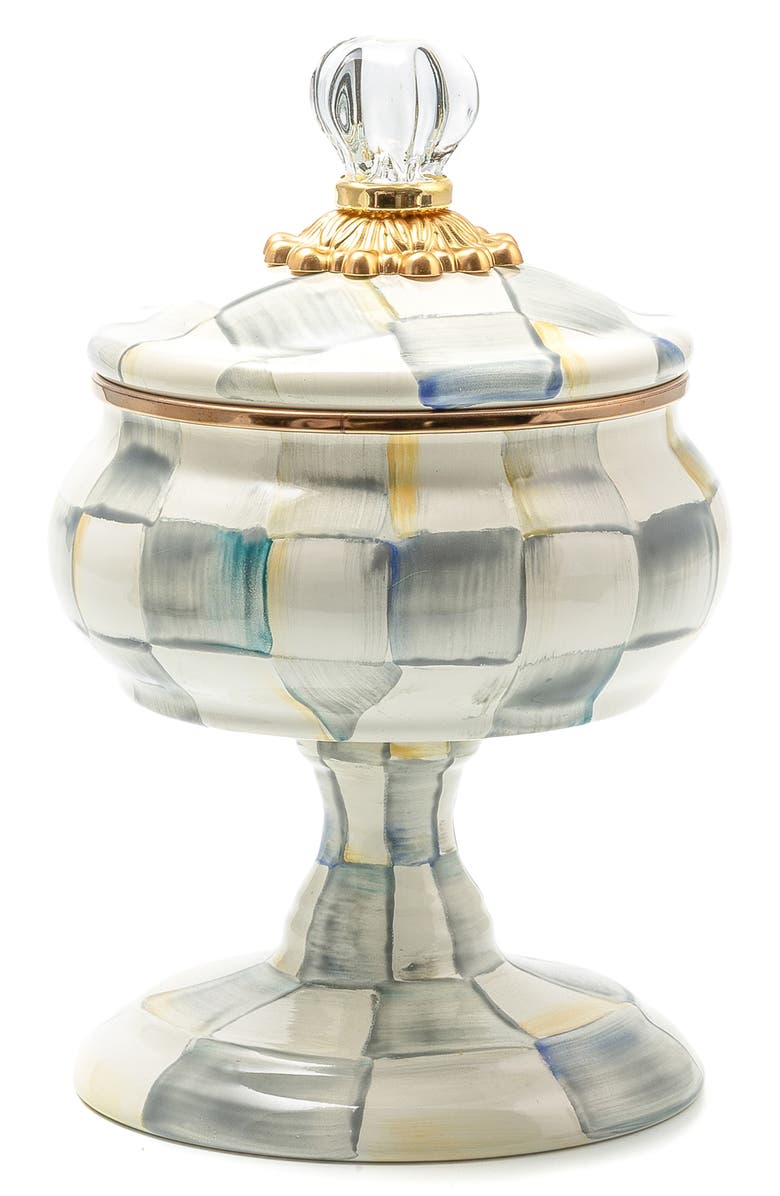 MACKENZIE CHILDS Sterling Check Enameled Steel Curiosity Pot, Main, color, 