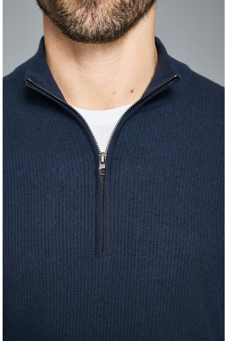 Fine Guage Texture Cotton Blend Quarter Zip Sweater, Alternate, color, CARBON BLUE