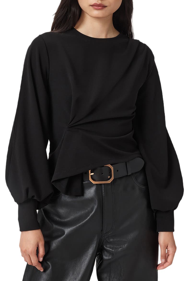 Klara Twist Split Sleeve Top, Main, color, BLACK