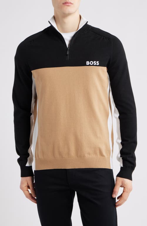 Hugo Boss Water-repellent Quarter-zip Sweatshirt In Black