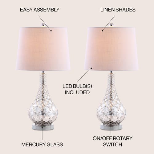 Jonathan Y Darren 25.5" Glass Led Table Lamp, Mercury Silver In Mercury Silver
