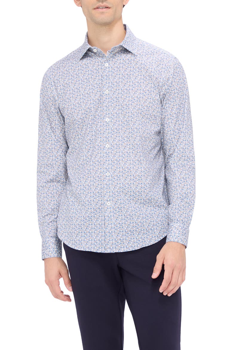 James OoohCotton® Mosaic Print Button-Up Shirt, Main, color, CINNAMON