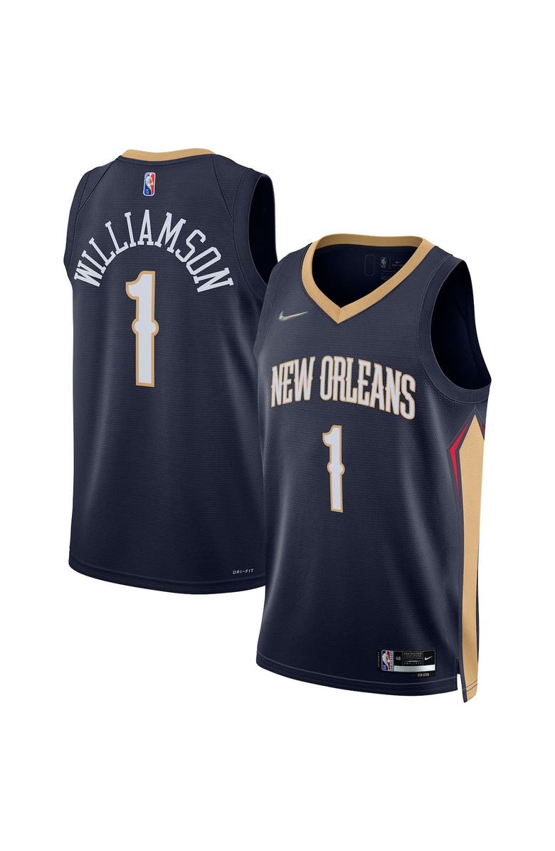 Nike Men's Nike Zion Williamson Navy New Orleans Pelicans 2021/22 Diamond Swingman Jersey - Icon Edition, Main, color,