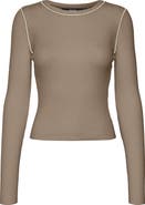 VERO MODA Kara Contrast Piping Long Sleeve Sweater Top