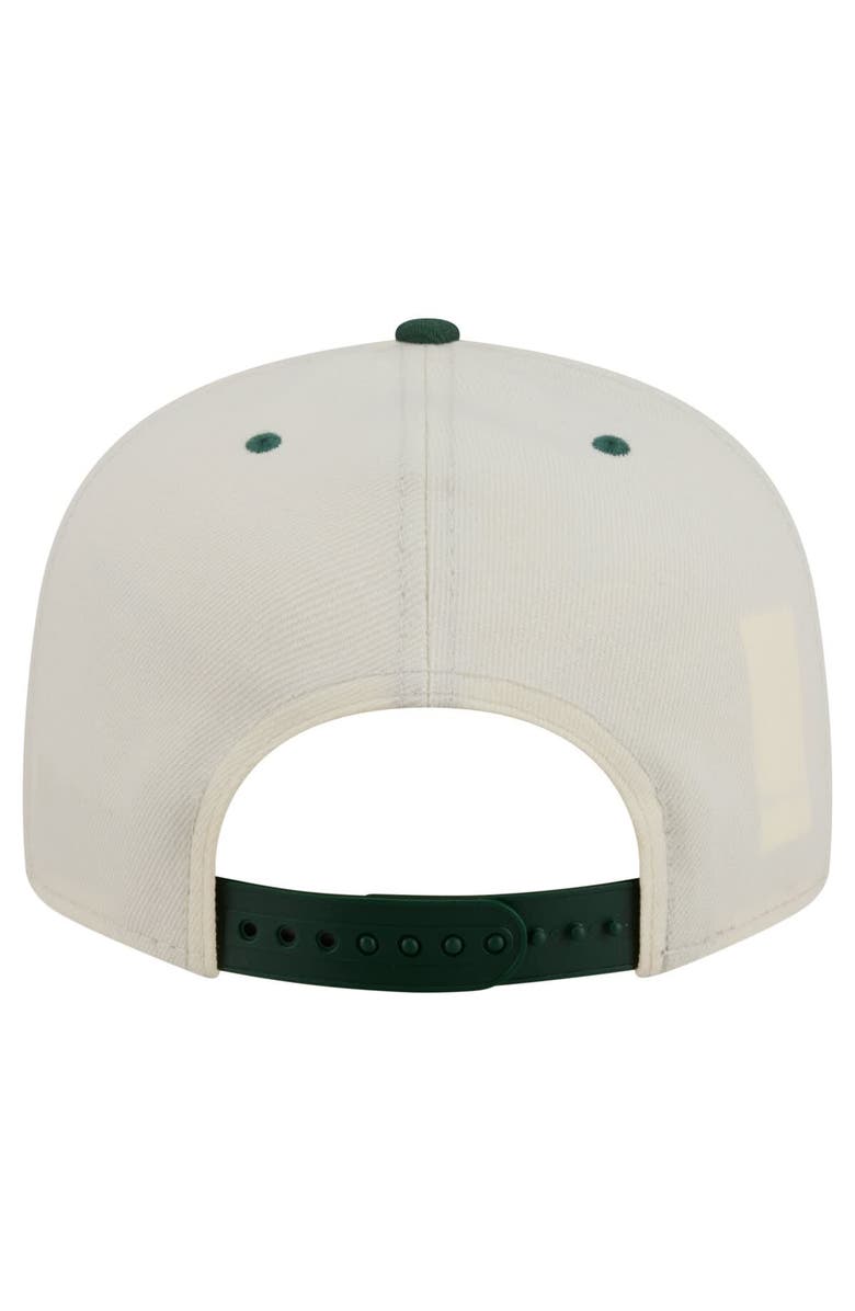New Era Men's New Era Cream Green Bay Packers Oversized Slogan 9FIFTY Snapback Hat, Alternate, color, Cream