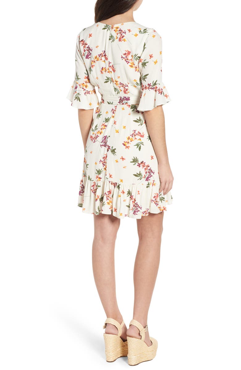 Lost + Wander Regina Floral Wrap Minidress, Alternate, color,