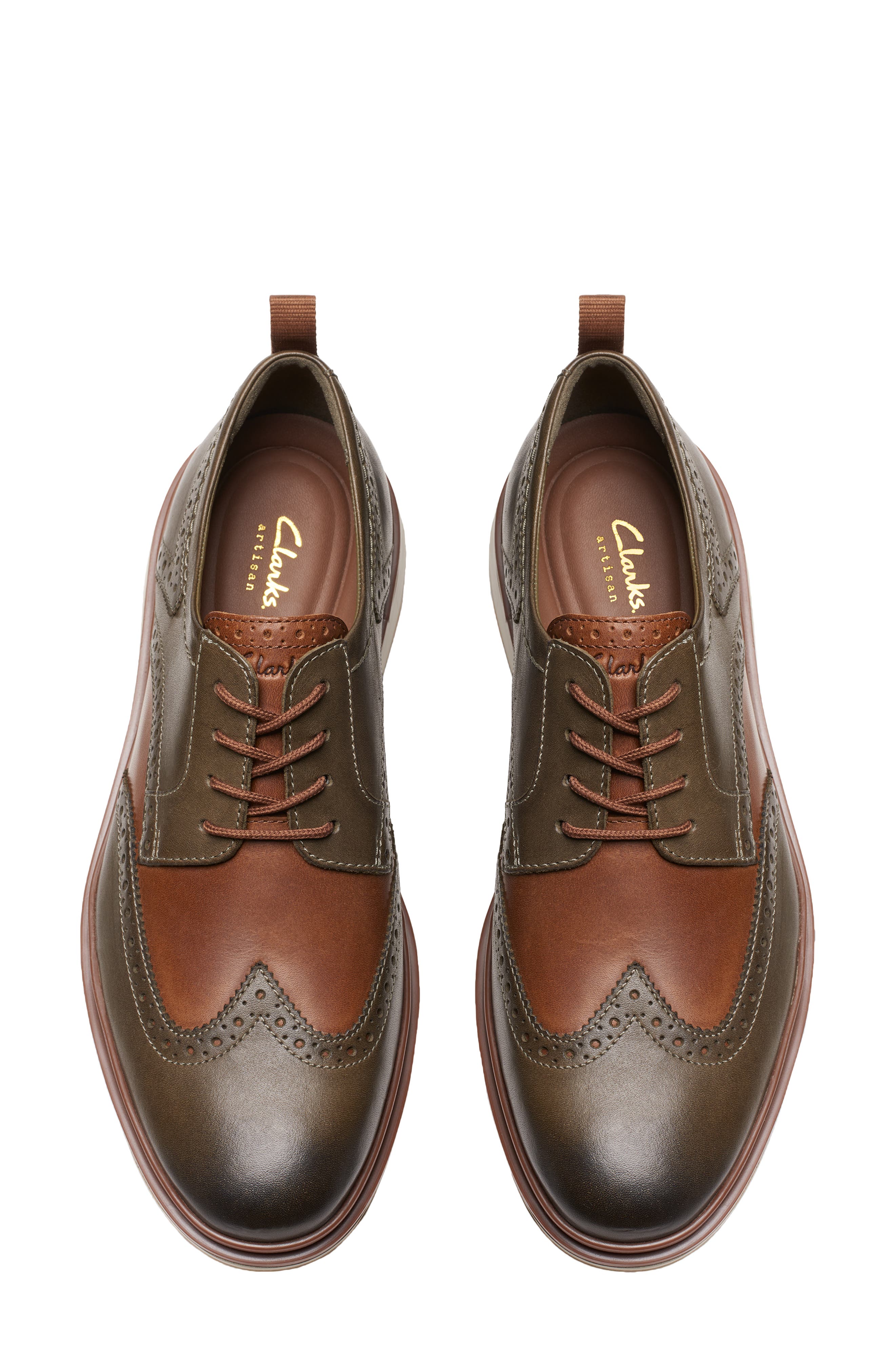 Clarks<sup>®</sup> Chantry Wingtip Derby, Alternate, color, Dark Olive Combi