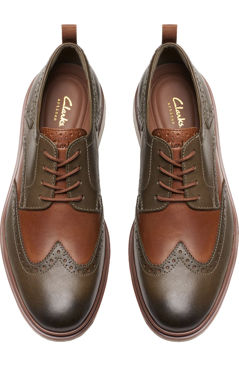 Clarks<sup>®</sup> Chantry Wingtip Derby, Alternate, color, Dark Olive Combi