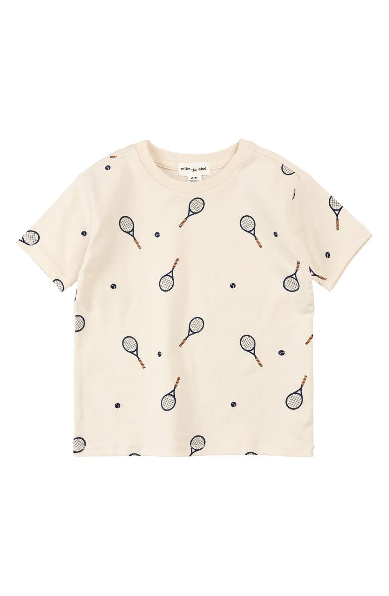 MILES THE LABEL Kids' Racket Print Organic Cotton T-Shirt, Main, color,