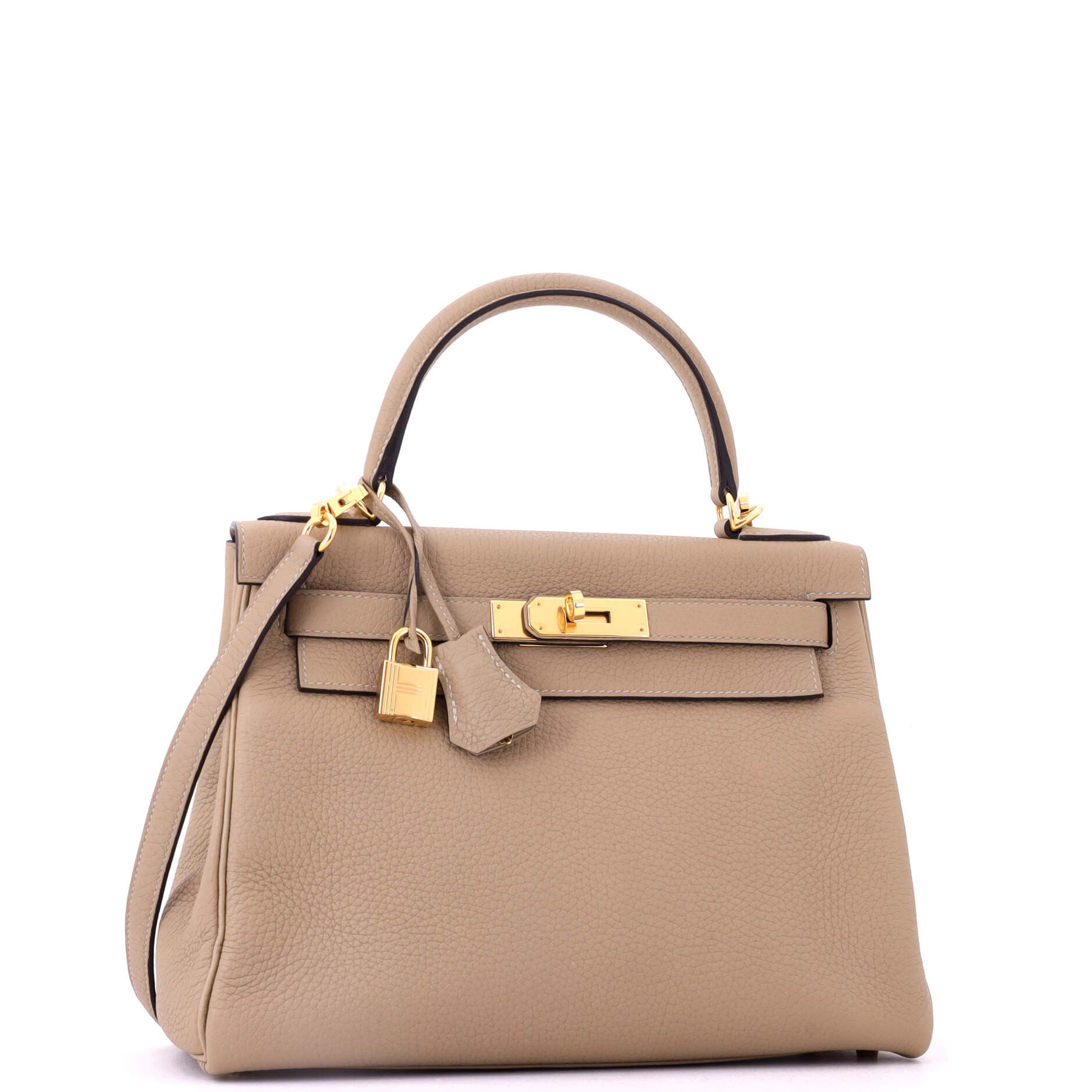 Pre-Owned Hermes Kelly Handbag Light Clemence with Gold Hardware 28, Alternate, color, Trench
