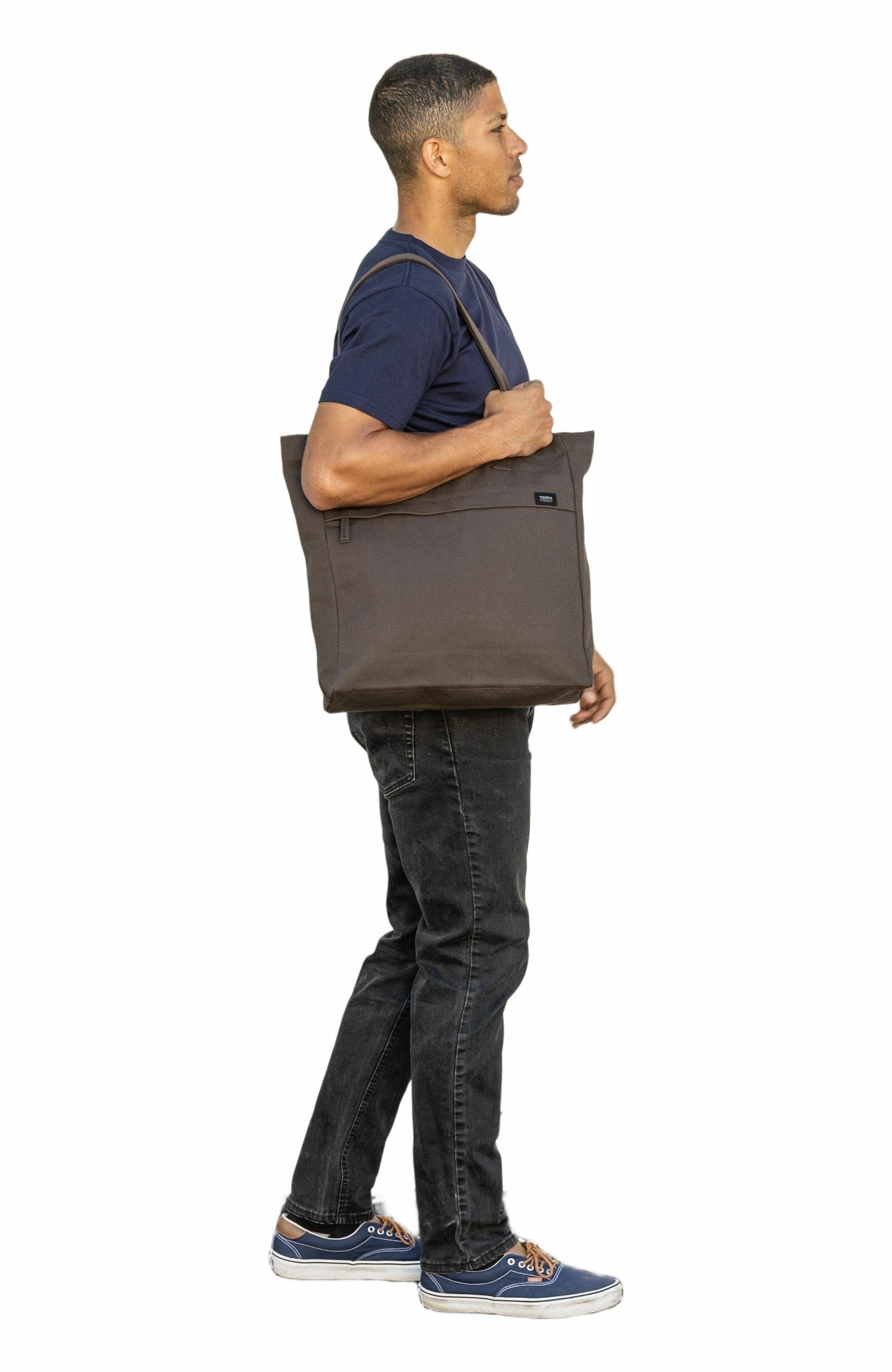 Organic Cotton Canvas Work Tote Bag, Alternate, color, Chestnut Brown