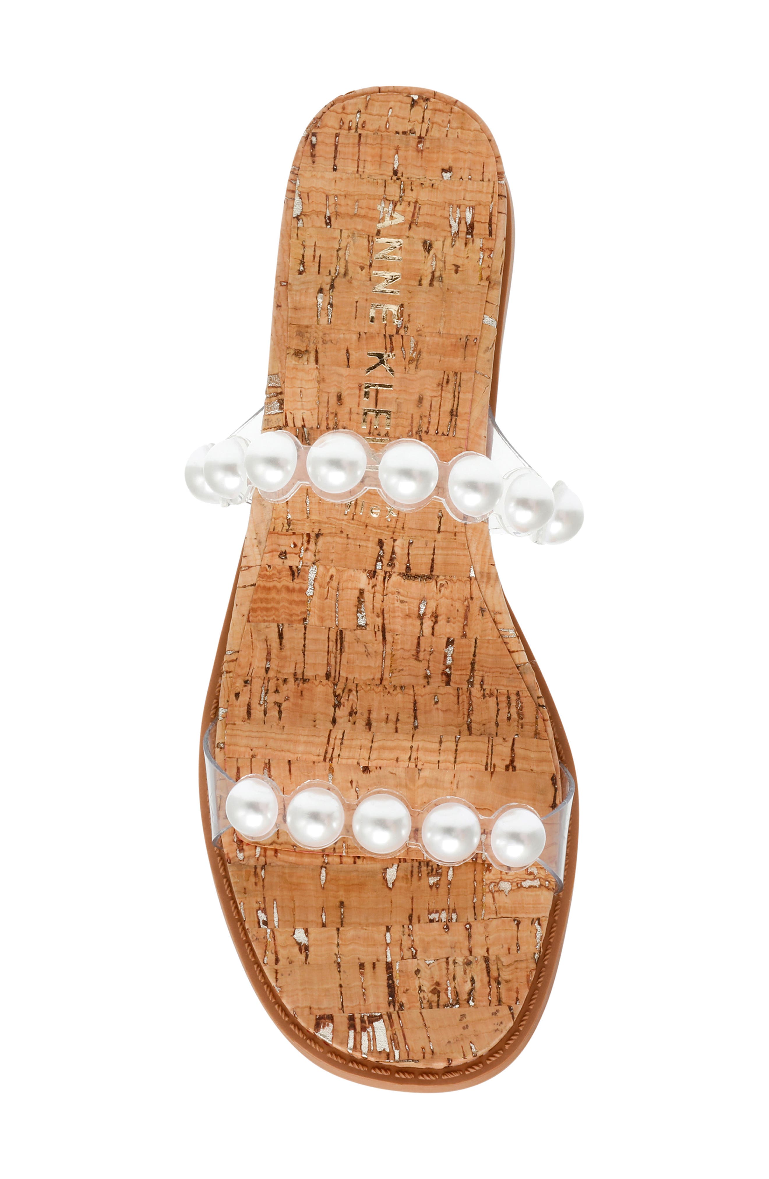 Anne Klein Bee Imitation Pearl Slide Sandal, Alternate, color, 