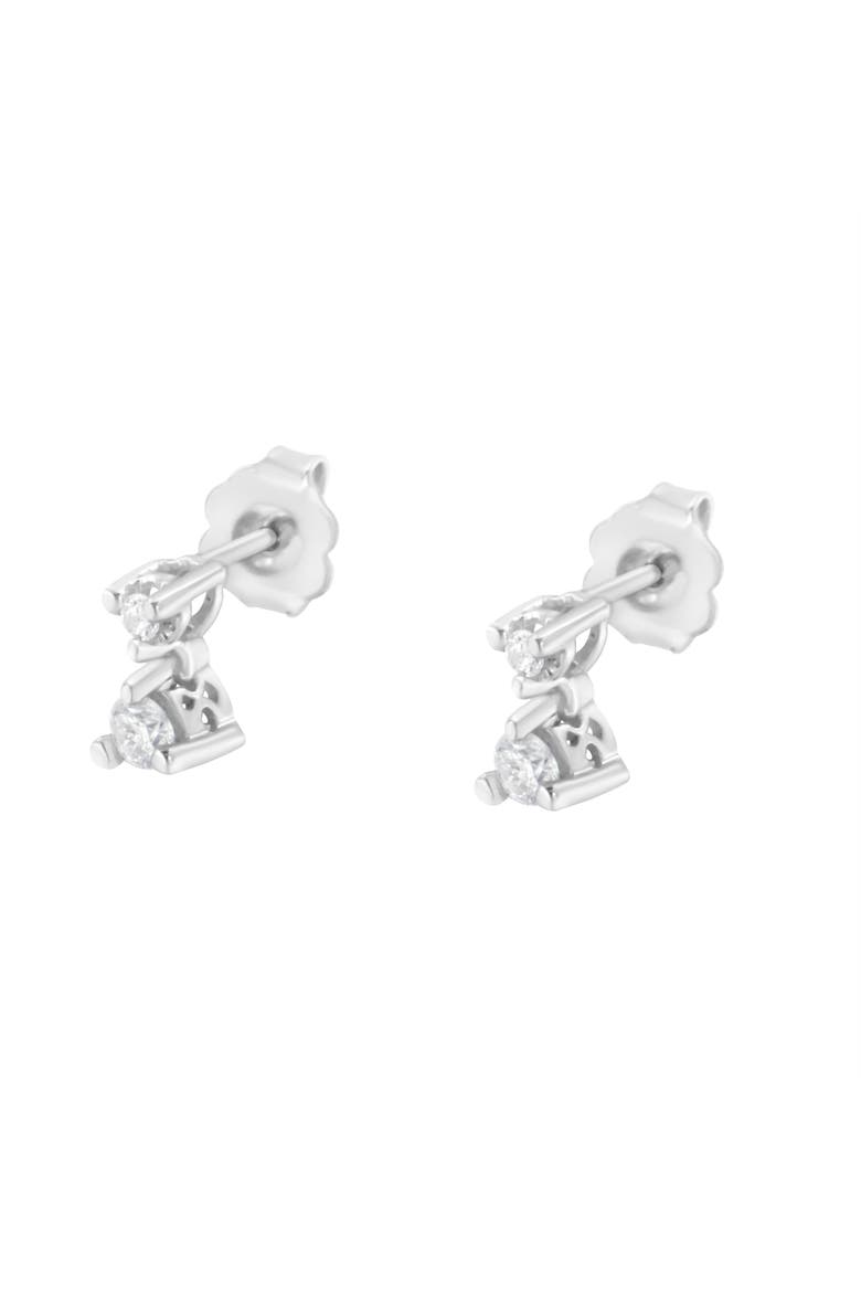 14K White Gold 1/4 Ct Double Diamond Drop and Dangle Stud Earrings, Alternate, color, White