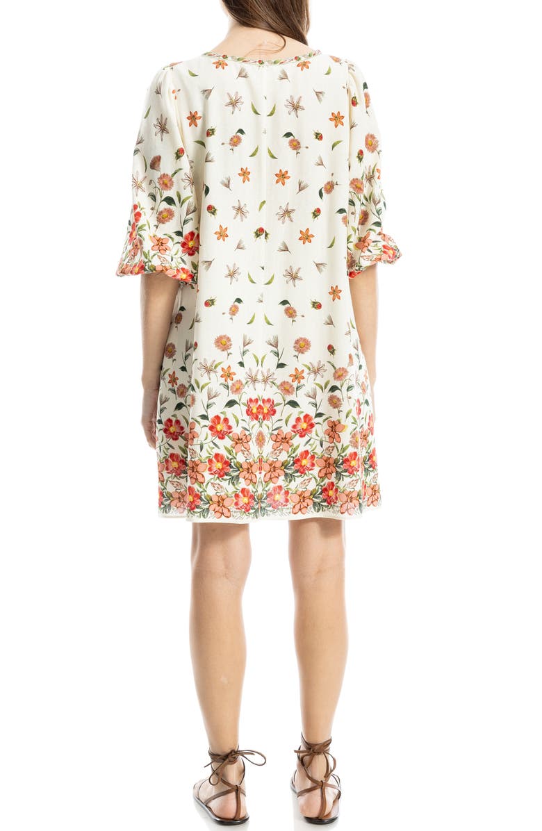 MAX STUDIO Floral Puff Sleeve Trapeze Dress, Alternate, color,