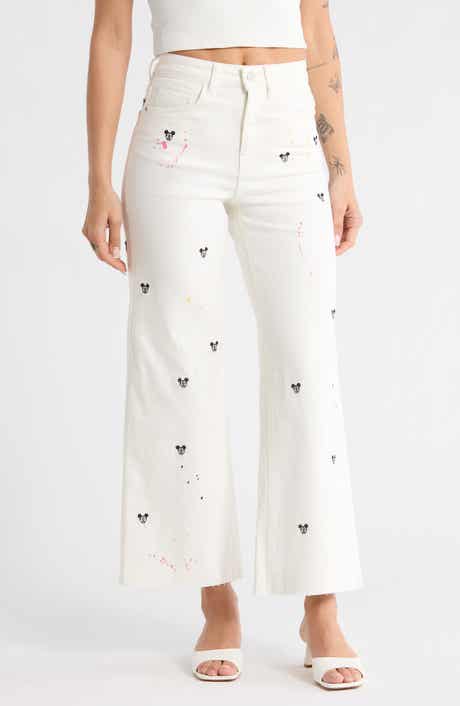 Desigual Mickey Mouse Embroidered Wide Leg Jeans