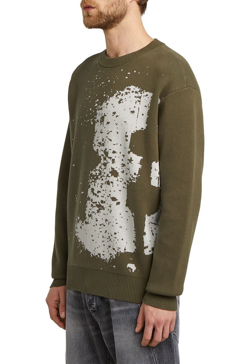 Sprayed 89 Relaxed Organic Cotton Crewneck Sweater, Alternate, color, DARK OLIVE