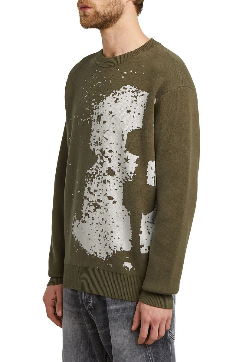 G-STAR Sprayed 89 Relaxed Organic Cotton Crewneck Sweater, Alternate, color, Dark Olive