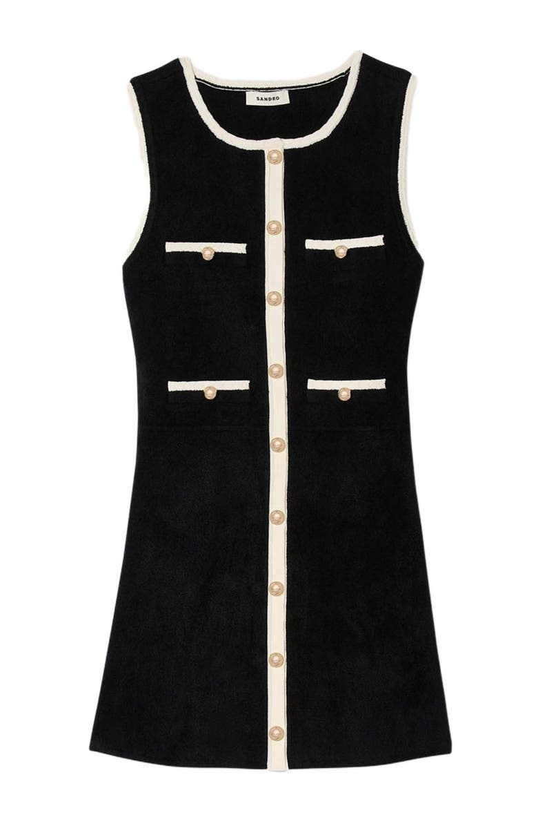 SANDRO Short velvet knit dress, Alternate, color, Black