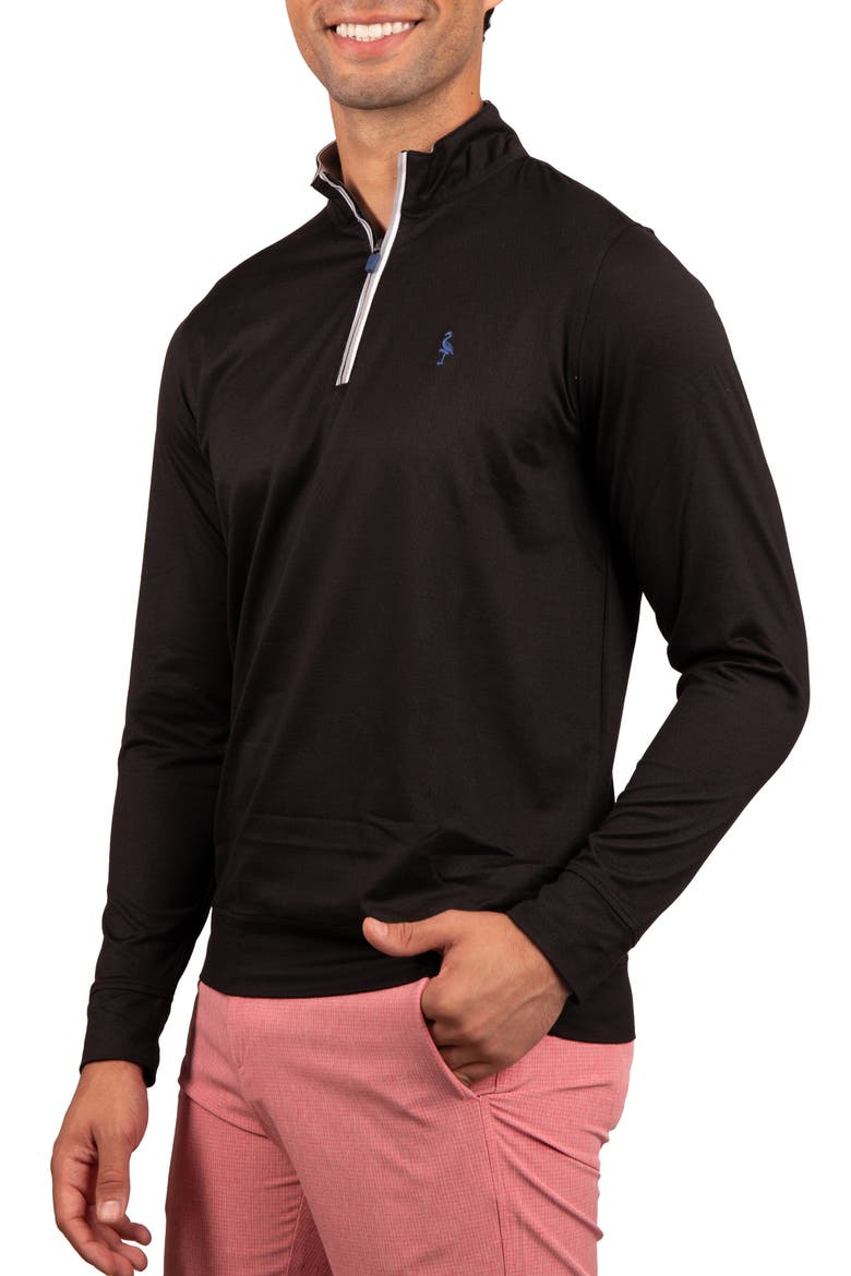 Solid Mesh Quarter Zip Sweater, Alternate, color, BLACK