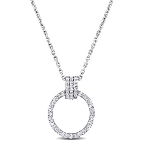Diamond Circle Pendant Necklace 14k