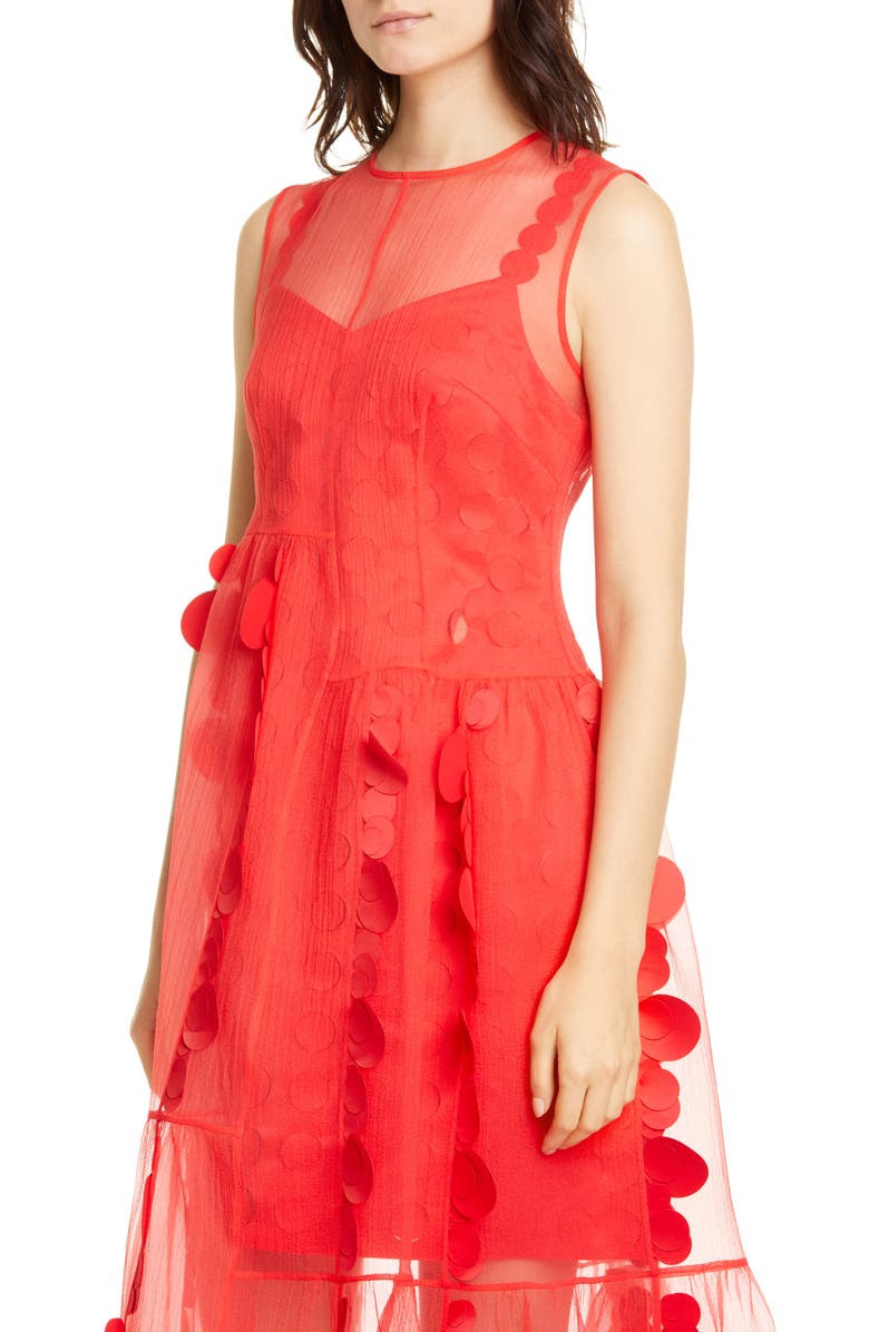 Paskal Laser Cut Circle Organza Midi Dress, Alternate, color,