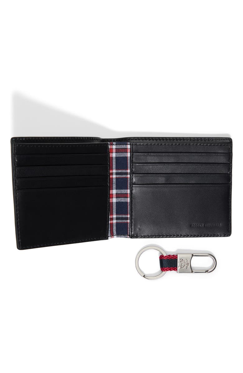 Brooks Brothers Leather Wallet & Key Chain Set, Alternate, color, Other Black
