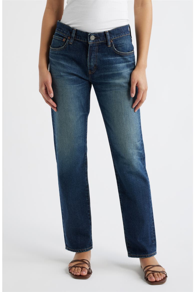 Leverett Slim Straight Leg Jeans, Main, color, DARK BLUE