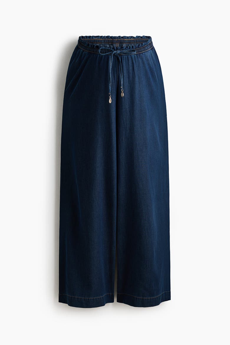 Mama Wide Paper Bag Trousers, Alternate, color, Dark denim blue